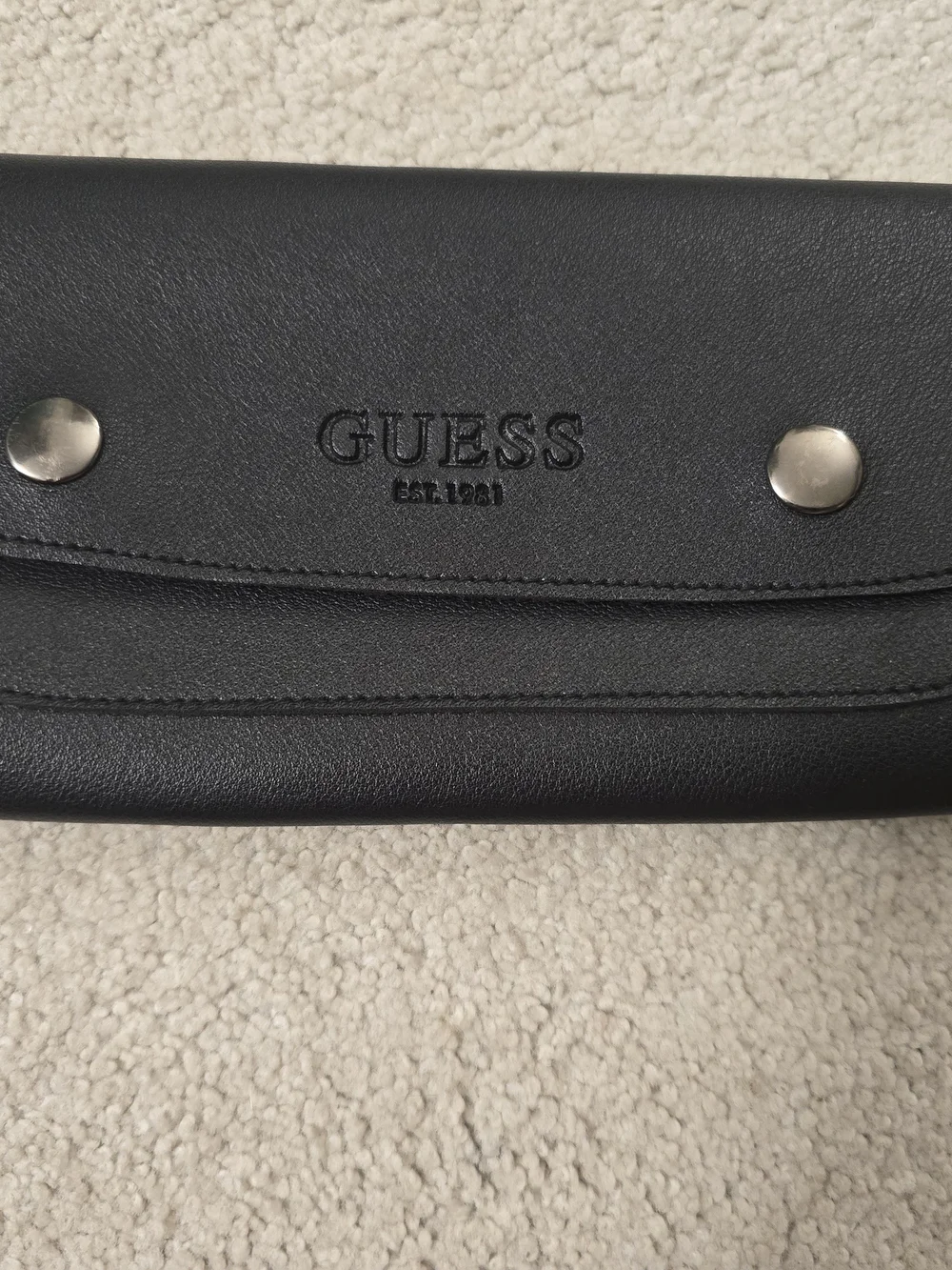 GUESS Black Fold-Over Clutch Wallet